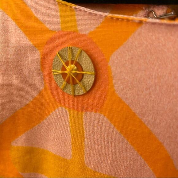 Sheridan French Designer Leather Disk Dress Size 0 orange pink gogo 60s - Picture 4 of 7